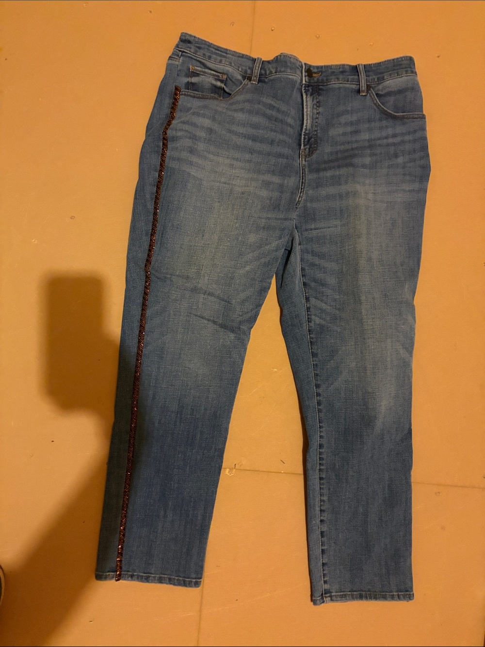 So slimming girlfriend slim leg Denim Jeans with Side embellishment size 16r